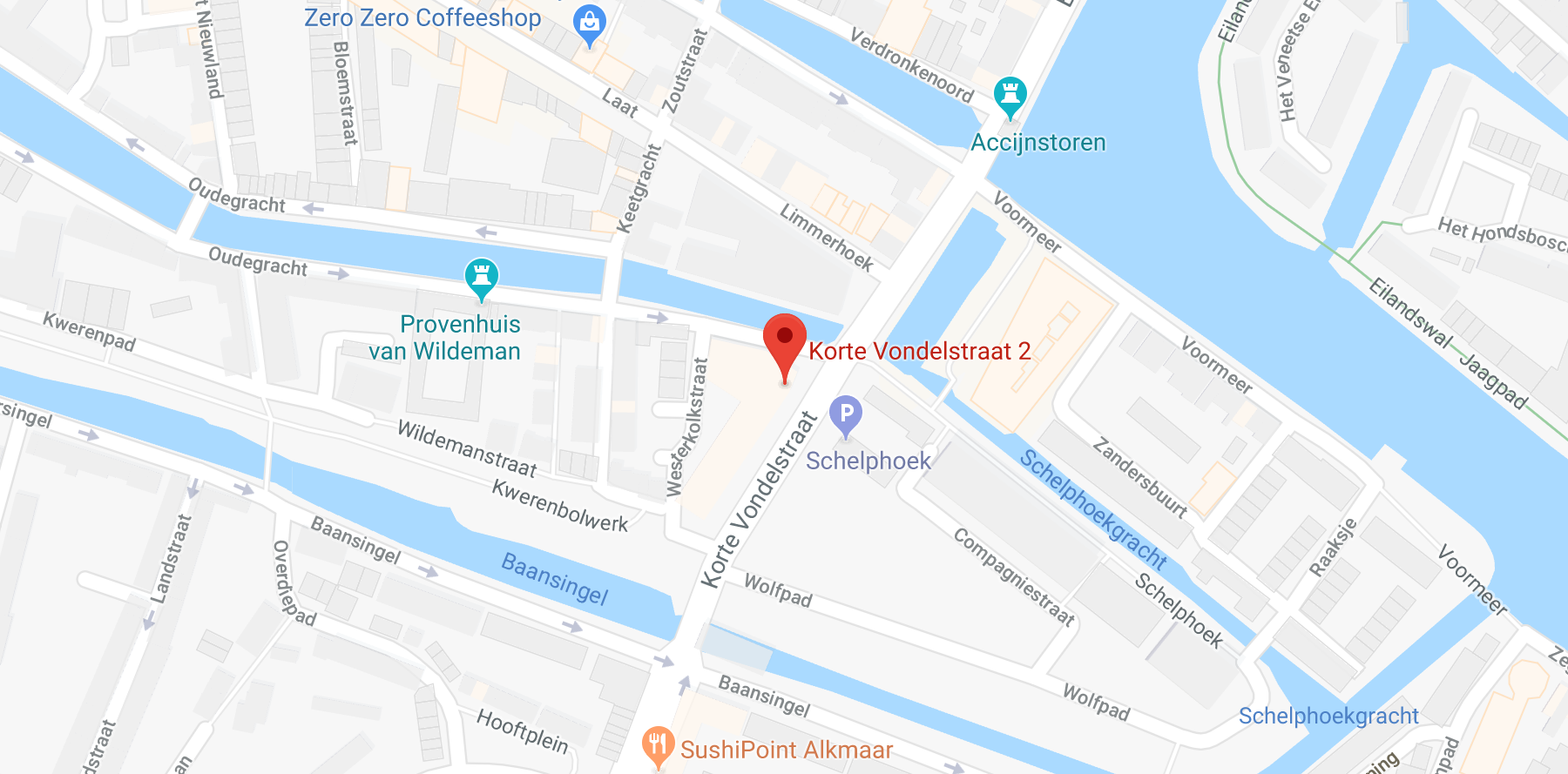 Korte Vondelstraat Alkmaar locatie